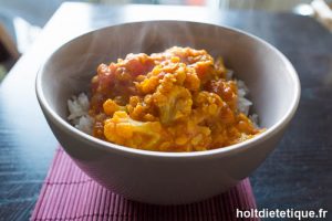 Curry de chou fleur, lait de coco et lentilles corail