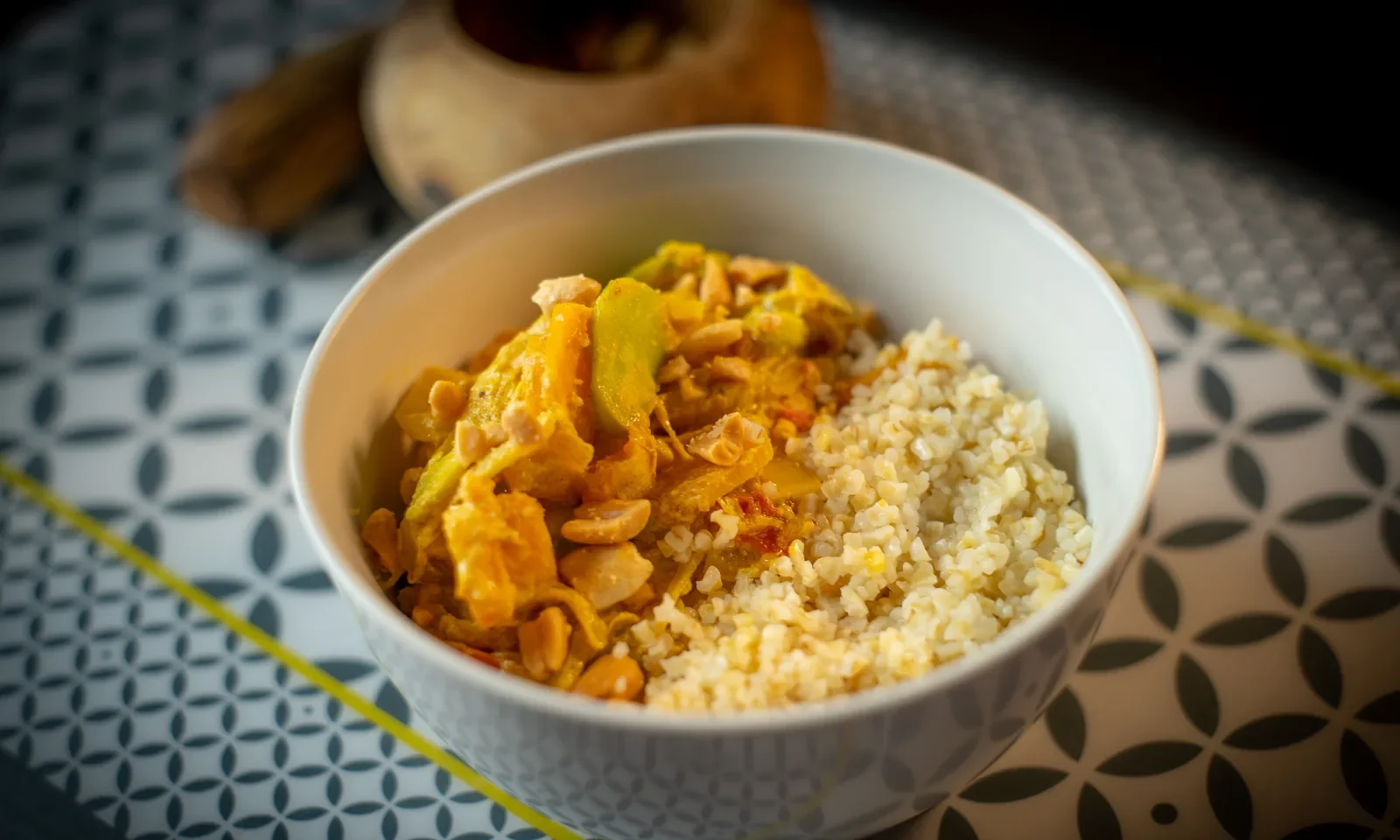 Korma veggie aux cacahuètes, photographie de la recette
